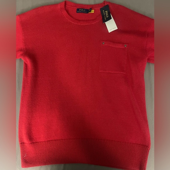 Polo Ralph Lauren Cotton Pocket Sweater Red Sz L - Picture 2 of 9